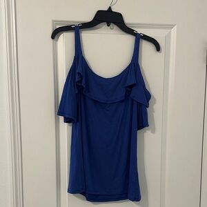 White House Black Market Royal Blue Ruffle Blouse